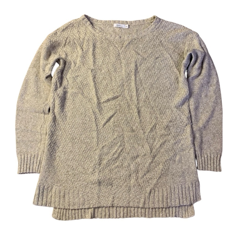 Reitmans Marled Knit Cotton Blend Sweater Neutral Oatmeal Medium